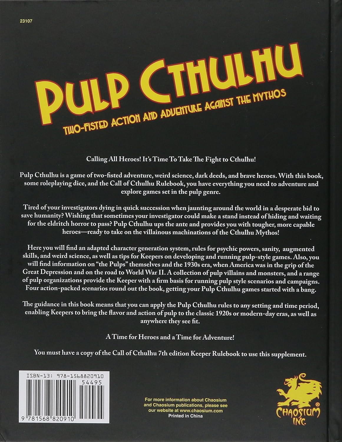Call of Cthulhu Role Playing Game : Pulp Cthulhu Hardcover